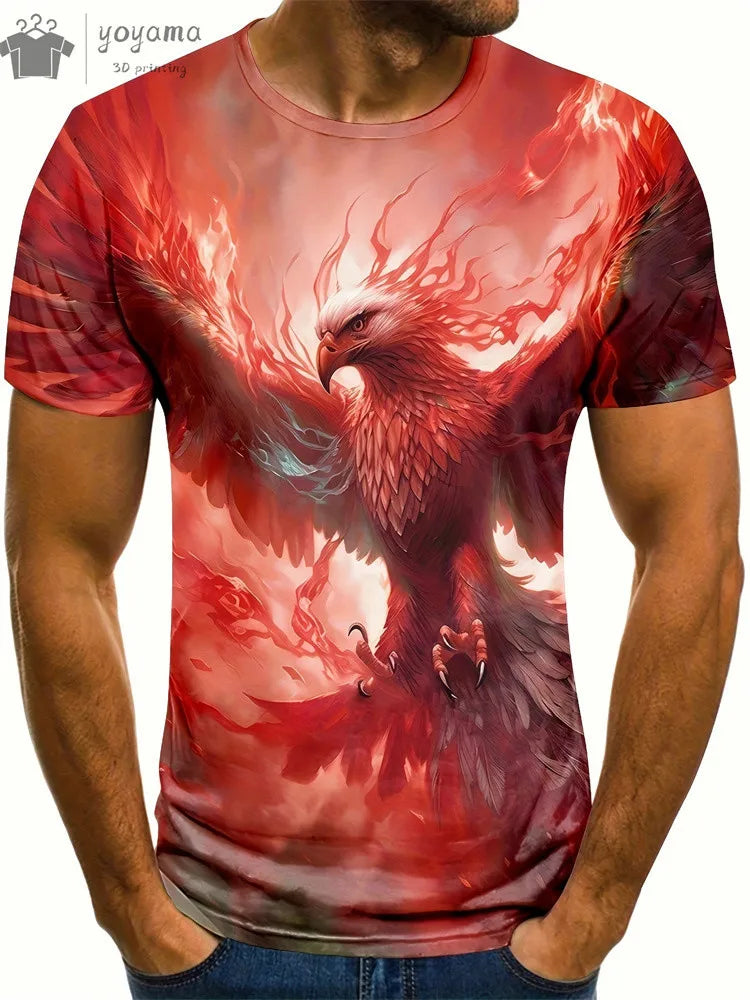 Animal Dragon 3D Print Sport Quick-dry Breathable Men TShirt Outdoor Street Harajuku Run Fitness Short Sleeve Clothes Top Summer