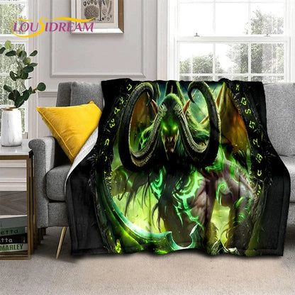 3D World of Warcraft-spil WOW Lich King DH-tæppe, blødt tæppe til hjemmet, soveværelset, sengen, sofaen, picnic, rejser, kontoret og børn