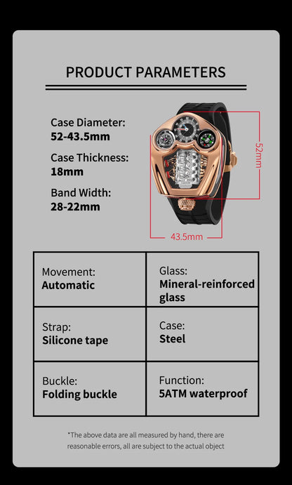 PINDU Design Engine Watches Men Top Brand Luxury Watch Compass Waterproof Quartz Wristwatch Festival Limited Watch + Gift Box