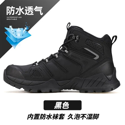 HUMTTO Buty trekkingowe męskie wodoodporne buty myśliwskie taktyczne pustynne buty bojowe za kostkę do trekkingu dla mężczyzn i kobiet ciepłe skórzane sneakersy