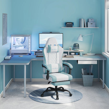 WOLTU sukamoji kompiuterio kėdė su masažo funkcija, ergonominė biuro kėdė su pagalvėle ir pakoju, reguliuojamo aukščio gaming kėdė