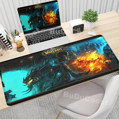 Anime World of Warcraft skrivbordsunderlägg, gamingmusmatta, datortillbehör, XXL, Lock Edge, tangentbord, musmatta, Gamer Mause, kontorsmattor