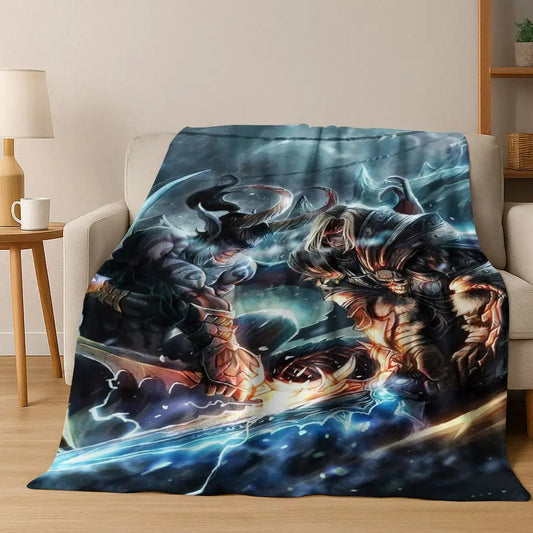 Pătură din flanel WOW World of Warcraft Arthas Demon Illidan Sylvanas, pled moale și confortabil pentru casă, dormitor, pat, canapea, husă, cadou
