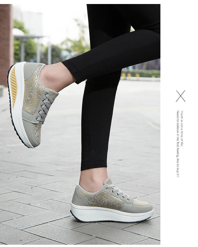 Women’s Leather Casual Sneakers Fashion Comfortable Platform Walking Shoes Wedge Moccasins Breathable Loafers Zapatos De Mujer