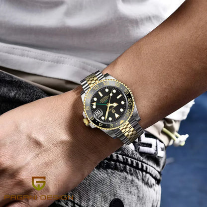 Pagani Design GMT Mechanical Men’s Watch – Luxury model with sapphire crystal, stainless steel case and ceramic bezel – Automatic men’s watch, business style