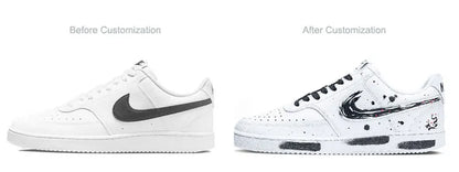 Προσαρμοσμένα αθλητικά παπούτσια Nike Court Vision 1 Low με εφέ «Ink Wash» και «Splatter» σε κινέζικο στυλ, ανθεκτικά στη φθορά, ανδρικά παπούτσια για σκέιτ