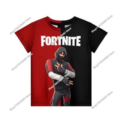 Лятна модна детска тениска с Fortnite талисман и 3D принт, ежедневна T-shirt за момчета и момичета, унисекс детско облекло, горнище