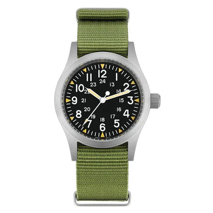 Militado ML05 Vintage Field Watch  VH31 Sweep Quartz Movement, Domed Sapphire Crystal, 38mm, Luminous & 100M Waterproof