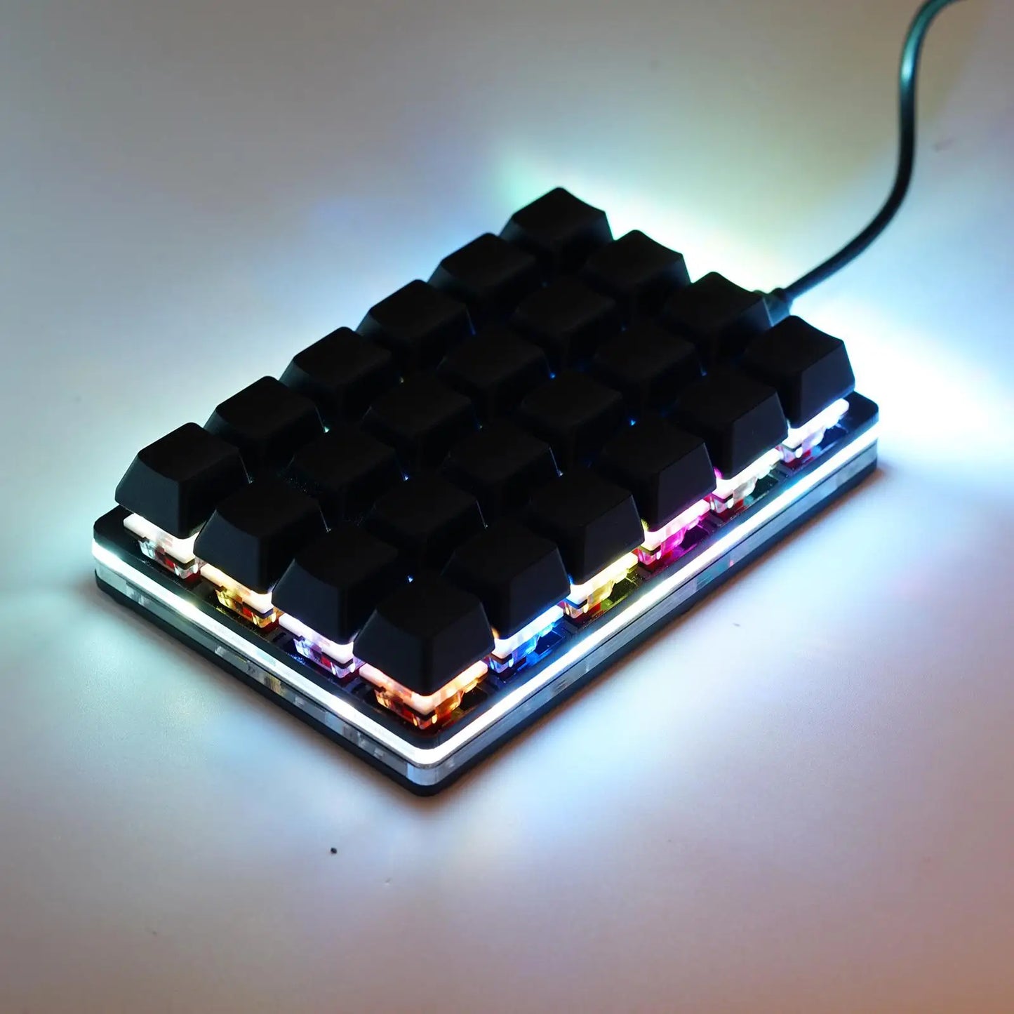 Mini teclado mecânico USB personalizado de 24 teclas preto/branco para gaming, Sayo Device, teclado programável de atalhos com teclas macro