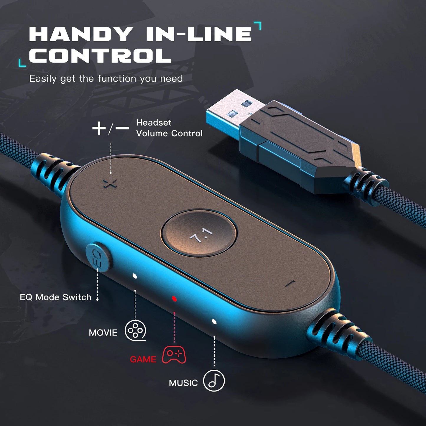 FIFINE RGB-Gaming-Headset mit Mikrofon – kabelgebundene Over-Ear-Kopfhörer mit 7.1 Surround Sound für PC, PS4 & PS5 mit 3 EQ-Modi