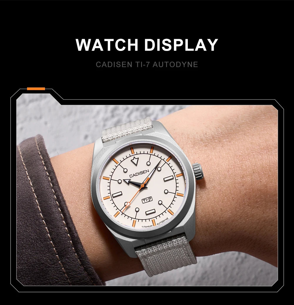 CADISEN TI-7 Autodyne Men’s Automatic Watch  Titanium Case, Miyota 8215, Sapphire Crystal & 100M Waterproof