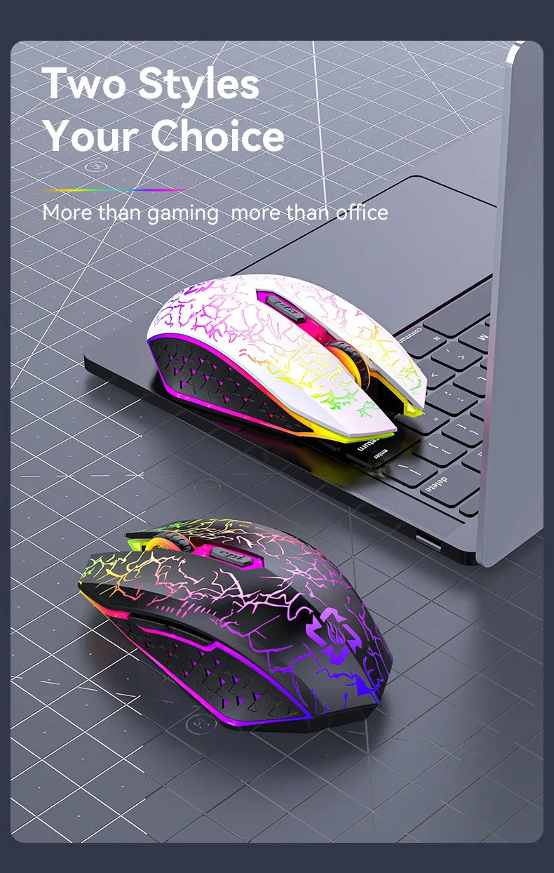 2.4GHz Bluetooth trådløs mus, genopladelig RGB-baggrundsbelysning, 1600 DPI, ergonomisk designet gamingmus til PC, laptop og Macbook