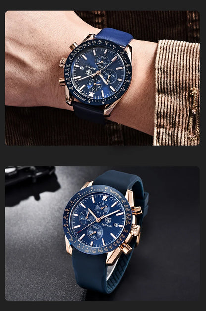 Montre homme BENYAR 5140, montre de sport décontractée, montre à quartz de luxe étanche, chronographe militaire de marque haut de gamme.