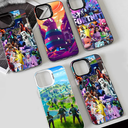 1 ks herní pouzdro F-fornite na telefon, pouzdro na telefon IMD, stříbrný kryt pro iPhone 16 15 14 13 12 11 Pro Max Plus