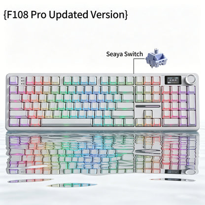 Teclado mecánico AULA F108 PRO personalizado con distribución 100%, retroiluminación RGB, Bluetooth inalámbrico, interruptores HiFi para gaming