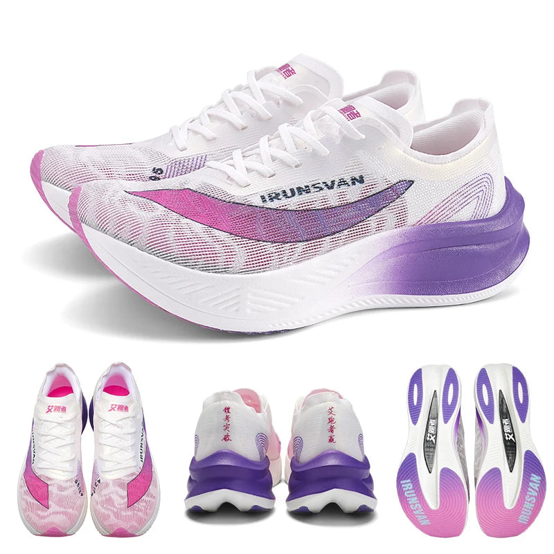 IRUNSVAN Zapatillas profesionales de maratón para hombre con placa de carbono de nailon, zapatillas deportivas de carretera ligeras para mujer, trainers deportivos