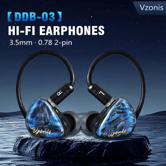 Vzonis DDB-03 HiFi IEM 1DD+1BA+1 Bone Conduction Hybrid Driver Gaming earphones in ear high resolution resin music Headphone
