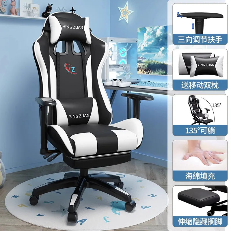 Herní židle Počítačová židle Pohodlné polohovací sedadlo Game LIVE Na kolej, pro studenty i domácnost Ergonomie pro dlouhé sezení