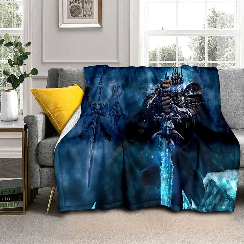 3D World of Warcraft-spil WOW Lich King DH-tæppe, blødt tæppe til hjemmet, soveværelset, sengen, sofaen, picnic, rejser, kontoret og børn