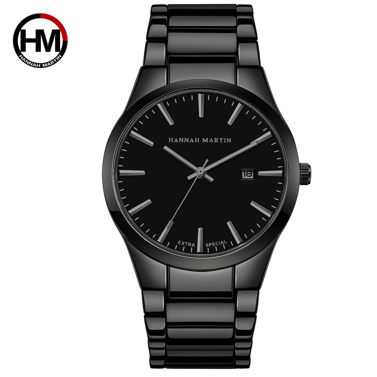 Hannah Martin herreur, rustfrit stålhus, kvartsurværk, urskive på 41 mm, professionelt design, med kalenderfunktion (imitation)