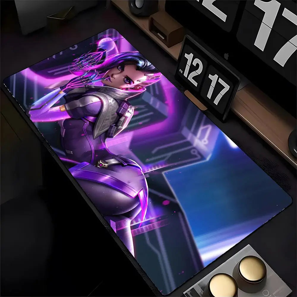 Overwatch Genji Mauspad mit HD-Druck für Computer-Gamer, vernähter Kante und rutschfester Unterseite, XXL90x40cm Tastatur- und PC-Schreibtischpad
