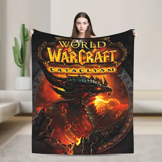 Pătură retro gaming WOW World of Warcraft Arthas, plaid moale din pluș pentru așternut, decor interior și călătorii, cuvertură din flanel pentru pat