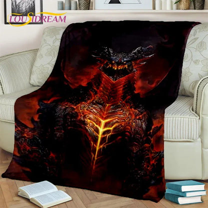 3D World of Warcraft-spil WOW Lich King DH-tæppe, blødt tæppe til hjemmet, soveværelset, sengen, sofaen, picnic, rejser, kontoret og børn