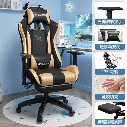 Herní židle Počítačová židle Pohodlné polohovací sedadlo Game LIVE Na kolej, pro studenty i domácnost Ergonomie pro dlouhé sezení