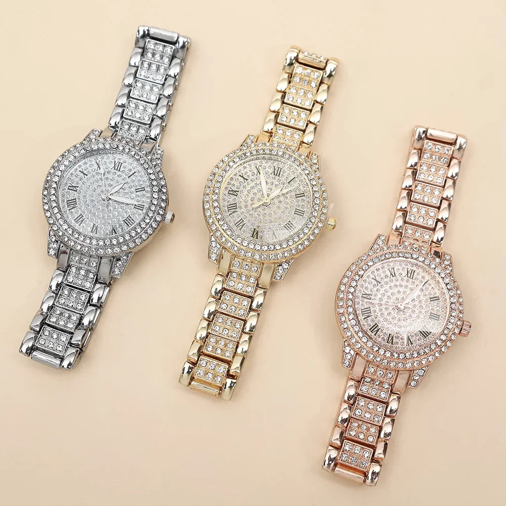 Luxury Shiny Fine Zircon Quartz Watch Elegant All-Star Jewels Women Mechanical Wristwatches Fashion Folding Wrist Watches Buckle