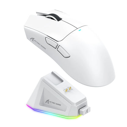 Attack Shark X11&R1 Tri-Mode Bluetooth trådløs mus med opladningsbase, RGB, ergonomisk letvægtsmus, PC-gamer-tilbehør