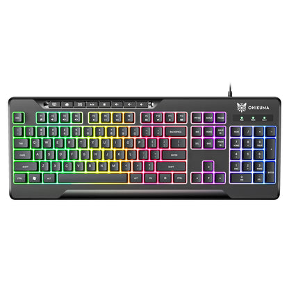 ONIKUMA G32 Wired Gaming Keyboard with RGB Backlit Matte Key Caps 104 Keys Membrane Gaming Keyboards for PC Gamer