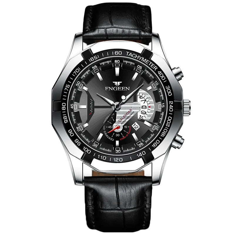 Orologio da polso al quarzo di lusso BINBOND da uomo, luminescente, impermeabile, con datario automatico, in acciaio inossidabile