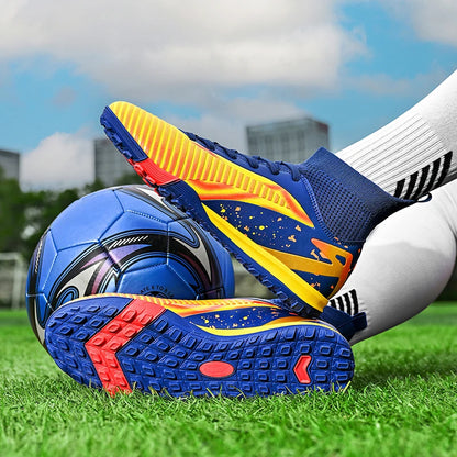 Nouvelles chaussures de football pour hommes, chaussures de sport, chaussures de futsal à cheville haute, chaussures de football de haute qualité, antidérapantes pour intérieur et extérieur, ultralégères, antidérapant