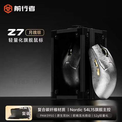 EWEADN Z7 Carbon Fiber bezprzewodowa mysz gamingowa Paw3950 Dual 8k, lekka, średniej wielkości, ergonomiczna mysz e-sportowa do FPS, akcesorium do PC