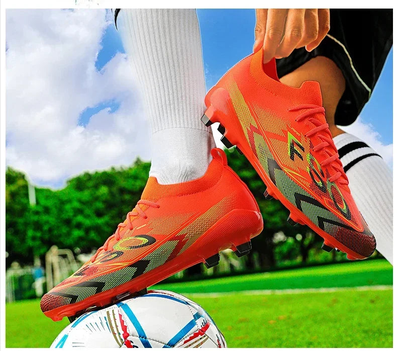 Nouvelles chaussures de football pour hommes FG, chaussures de football ultralégères, chaussures d'entraînement en plein air, chaussures de match de football, crampons longs antidérapants, livraison directe