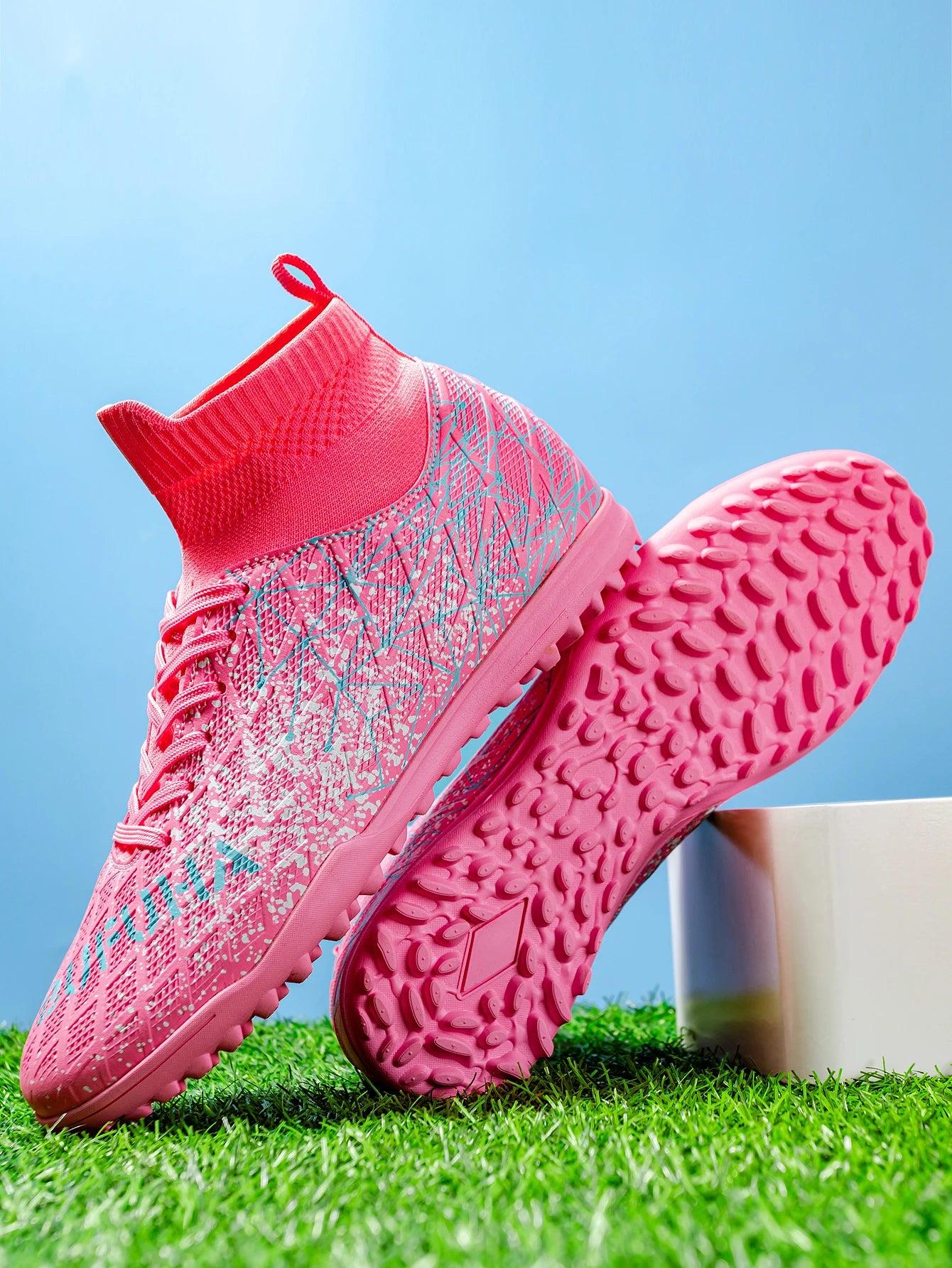 TF Soccer Shoes For Kids Youth PU Fabric Upper Rubber Sole Wear-Resistant Non-Slip Training Football Boots