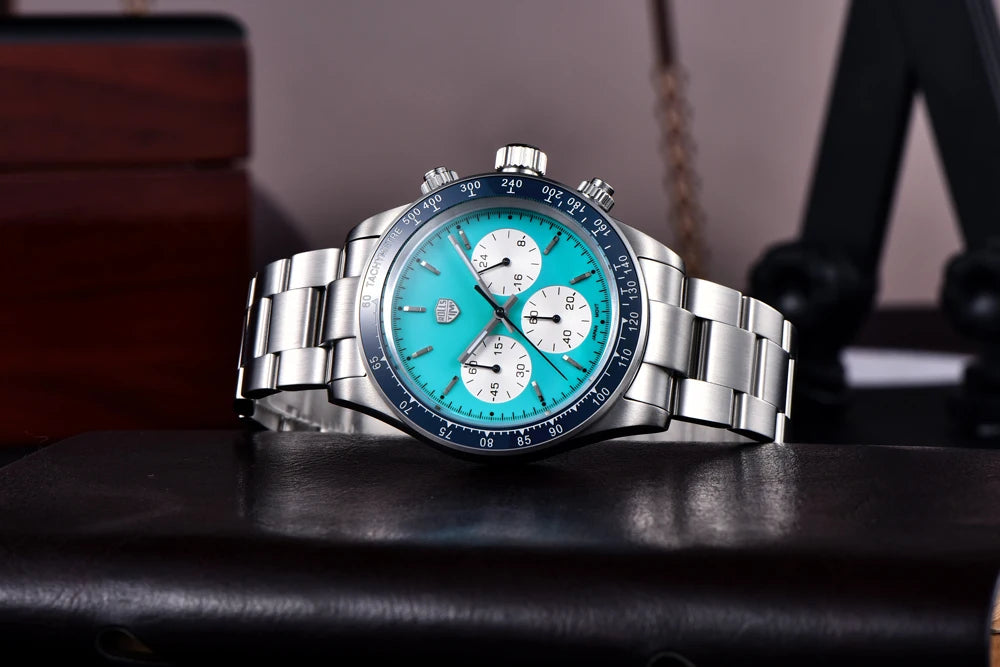Zegarek męski RollsTimi – luksusowy chronograf kwarcowy, szafirowe szkło z powłoką antyrefleksyjną, wodoodporny, podświetlany – pomysł na prezent dla mężczyzny