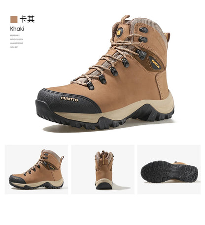HUMTTO Buty trekkingowe męskie wodoodporne buty myśliwskie taktyczne pustynne buty bojowe za kostkę do trekkingu dla mężczyzn i kobiet ciepłe skórzane sneakersy