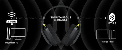 BINNUNE BW06 2.4 GHz casques Bluetooth Gamer avec micro casque de jeu sans fil avec Microphone pour PS5 PS4 PC Mac Playstation