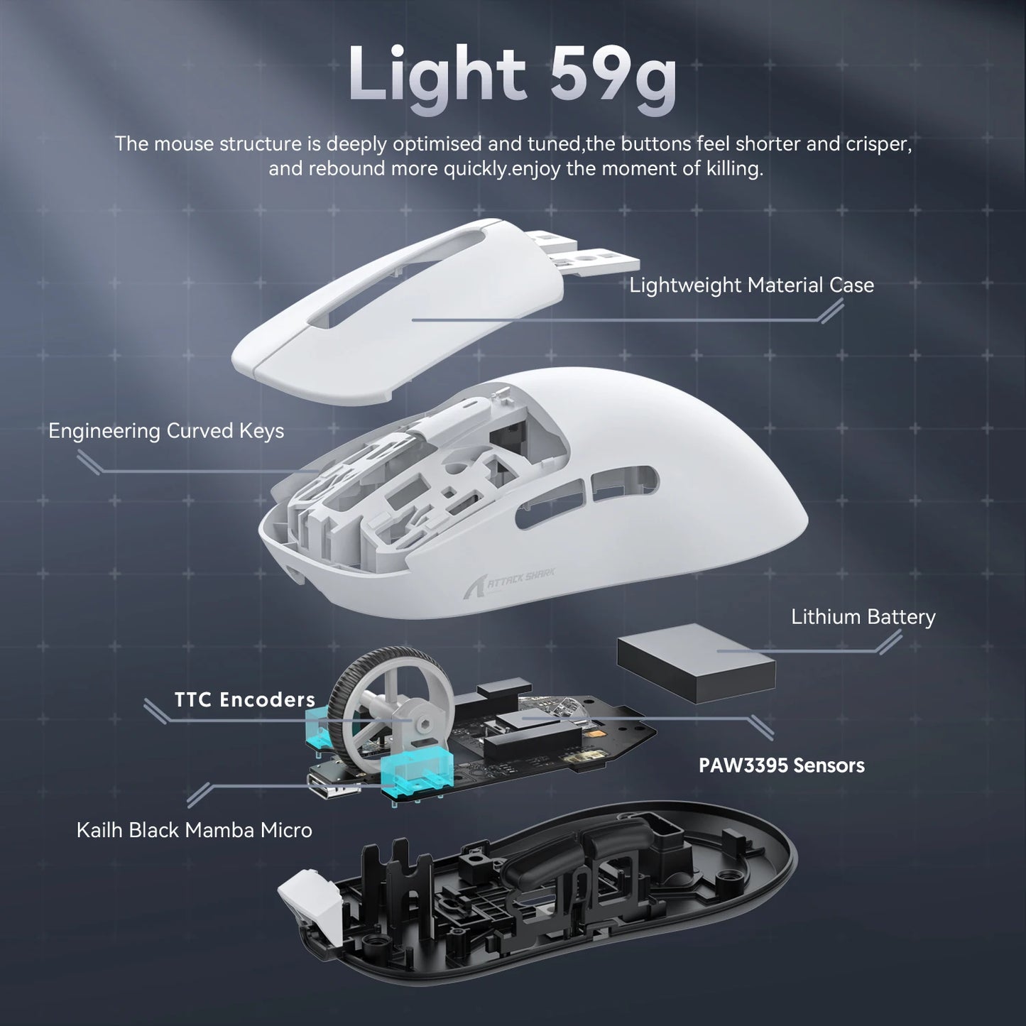 ATTACK SHARK X3/X3PRO 4K/8K Wireless Gaming Mouse, 26K DPI, Tri-Mode (Wired/2.4GHz/BT5.2), Lightweight, PAW3395 Sensor For Gamer