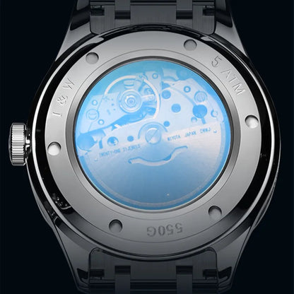 Reloj CARNIVAL luxury mechanical men’s watch in tungsten, MIYOTA 8205 automatic movement, water-resistant.