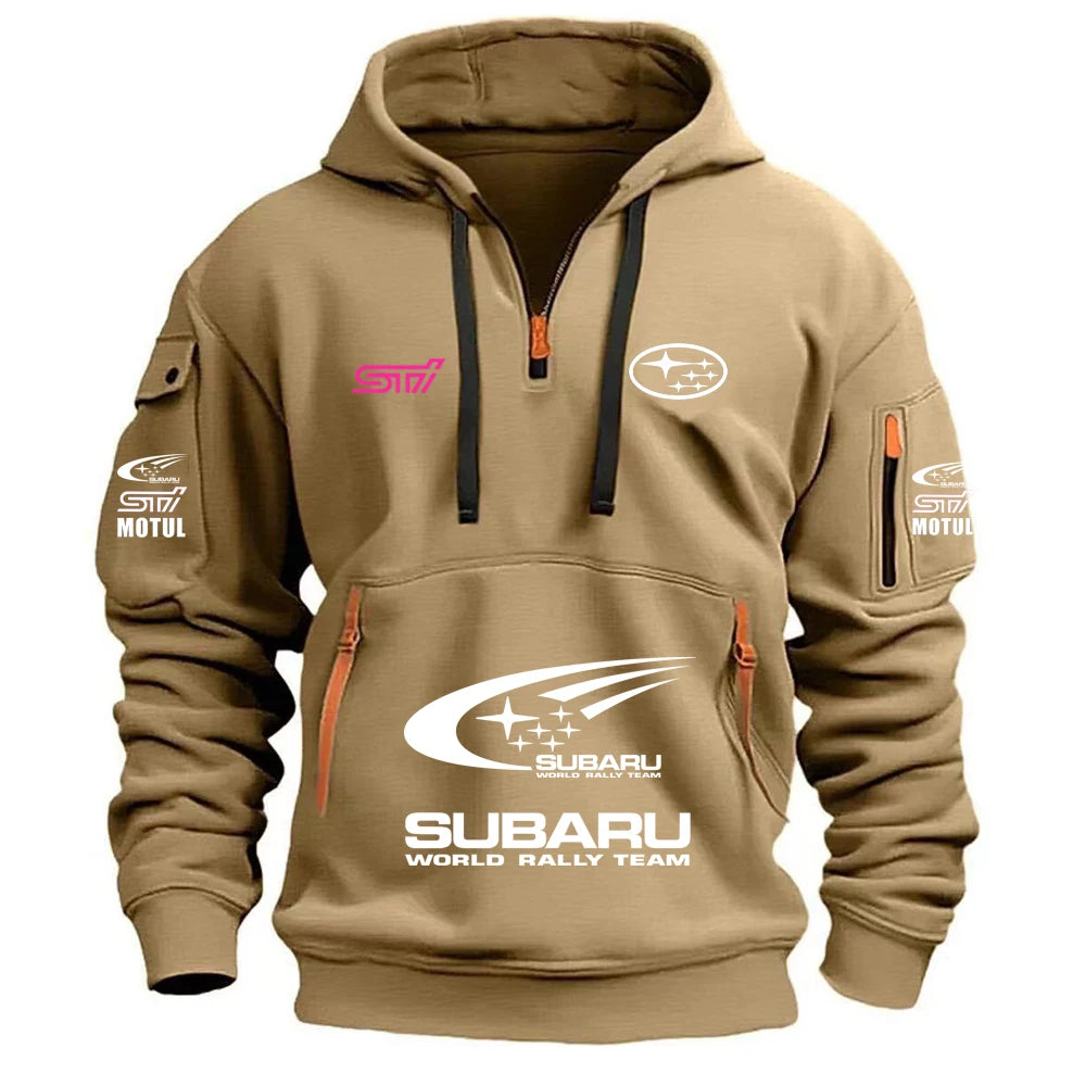 2026 New SUBARU Racing European Size Autumn/Winter Men's Hooded Kangaroo Pocket Hooded Sports Fleece Hoodie Top Coat