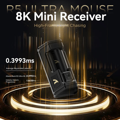 ATTACK SHARK R5 Ultra Carbon Fiber Wireless Gaming Mouse, PixArt PAW3950MAX Gaming Sensor, 42000DPI, 8000Hz, MCU Nordic 52840