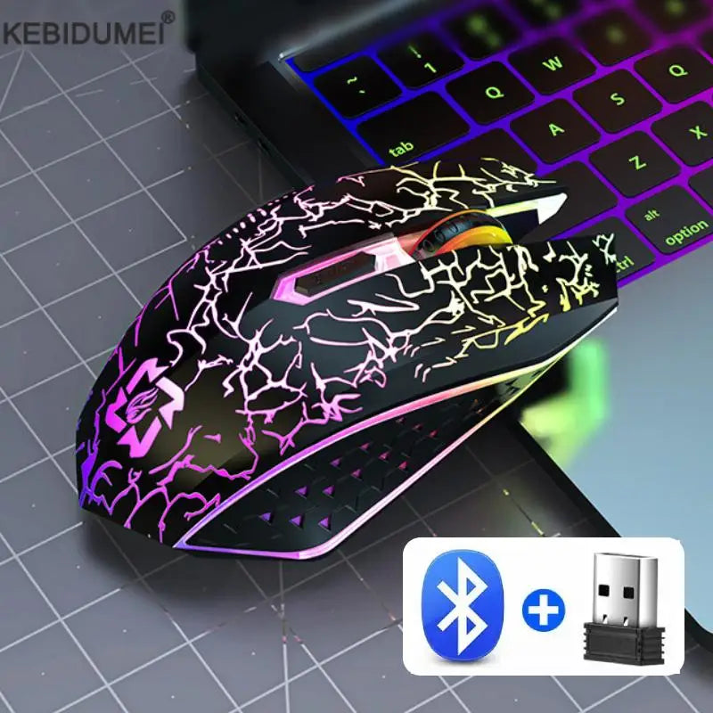 2.4GHz Bluetooth trådløs mus, genopladelig RGB-baggrundsbelysning, 1600 DPI, ergonomisk designet gamingmus til PC, laptop og Macbook