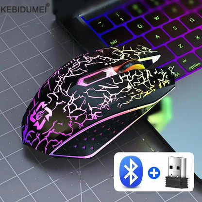 2.4GHz Bluetooth trådløs mus, genopladelig RGB-baggrundsbelysning, 1600 DPI, ergonomisk designet gamingmus til PC, laptop og Macbook