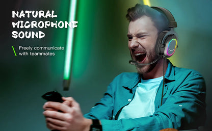 FIFINE RGB-Gaming-Headset mit Mikrofon – kabelgebundene Over-Ear-Kopfhörer mit 7.1 Surround Sound für PC, PS4 & PS5 mit 3 EQ-Modi