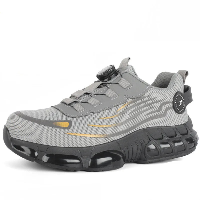 Men Ankle Work Safety Shoes Synthetic Upper Rubber Outsole Anti-Slip Wide Toe Box Anti-impact and Anti-piercing Shoes Men