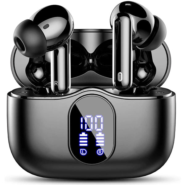 Wireless Earbuds Bluetooth 5.3 ENC Mic – 36H Playtime LED Display Wireless Earbuds with Noise Cancelling, Deep Bass In-Ear Headphones