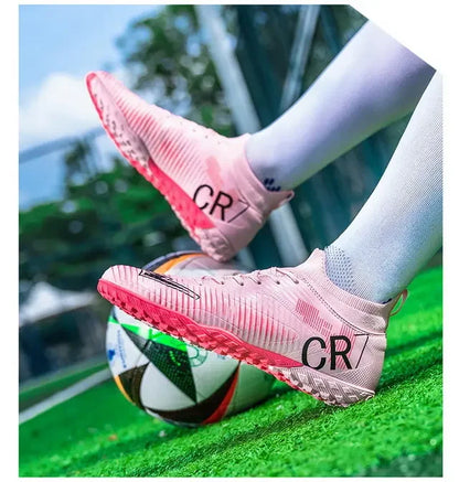 Kinder-Fußballschuhe mit Zehenschutz gegen Stöße, Schnürverschluss, kurzen rutschfesten Stollen, strapazierfähig und atmungsaktiv, für Outdoor-Spiele auf Rasen