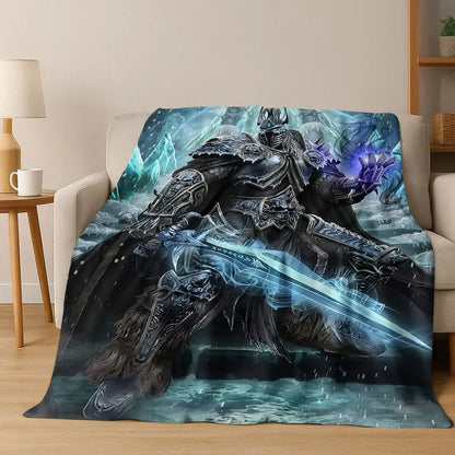 Pătură din flanel WOW World of Warcraft Arthas Demon Illidan Sylvanas, pled moale și confortabil pentru casă, dormitor, pat, canapea, husă, cadou